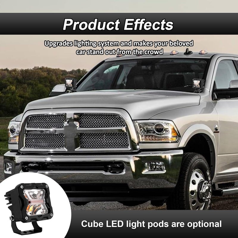 ROMELACK Upper Hood Mount Brackets Ditch LED Light Bracket Compatible with Dodge Ram 1500/2500/3500 Classic 2009-2023(Black) - Image 3